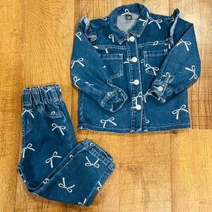 Toddler Bow Print Denim Set